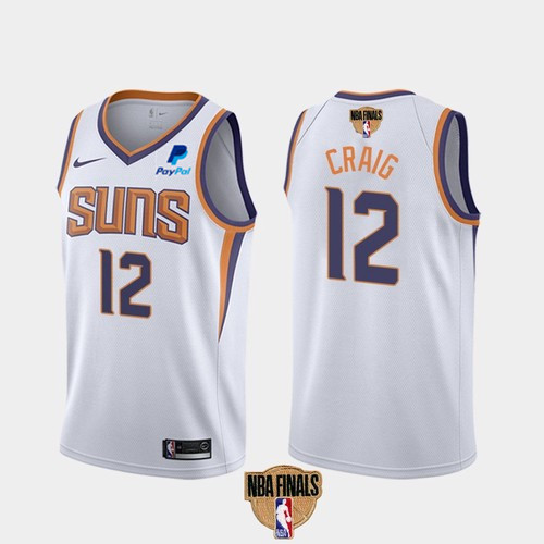 Men's Phoenix Suns #12 Torrey Craig 2021 White NBA Finals Association Edition Stitched Jersey Men's Phoenix Suns #12 Torrey Craig 2021 White NBA Finals Association Edition Stitched Jersey